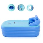 ROMYIX Inflatable Bath Tub Adult Folding Portable Spa Inflatable Bathtub Blue