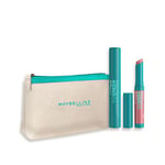 Maybelline New York - Trousse Duo Routine Maquillage Yeux et Lèvres - Mascara Mega Mousse + Fondant à Lèvres Balmy Lip Blush (Teinte : Moonlight 007) - Ingrédients d'Origine Naturelle - Green Edition