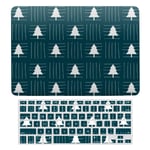 MacBook Air 13 Inch (US Version: A1466、A1369) Laptop Case, Plastic Hard Shell Case w/Keyboard Cover, White Trees And Green Pattern