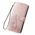 LINER Case for OPPO A74 5G / OPPO A54 5G, Wallet Case for Card Slots Magnetic Closure Kickstand Full Protection Premium PU Embossed Flower Leather Shockproof Flip Cover - Rose Gold