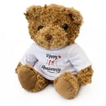 NEW - HAPPY 1st ANNIVERSARY - Teddy Bear - Cute Cuddly - Gift Present 1 Year