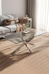 Rectangle Clear Glass Top Coffee End Table