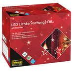 Idena 31485 - Rideau lumineux à LEDs avec 12 fils en étoile, 138 LEDs en blanc chaud, avec fonction minuterie de 8 heures et transformateur, pour les fêtes, Noël, décorations et mariages