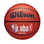 Wilson Ballon de Basket, Jr. NBA Family, Extérieur et Hall de Sport, PureFeel Cover, Taille: 7, Blanc/Brun