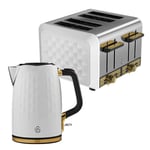 Swan Gatsby Kitchen White Kettle and Toaster Set