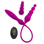 Adrien Lastic Silicone Remote Double Ended Waterproof Vibrator With Anal Plug