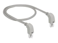 Delock - Patch-Kabel - Rj-45 (Hane) Vinklad Nedåt Till Rj-45 (Hane) Vinklad Nedåt - 50 Cm - 0.56 Cm - Sf/Utp - Cat 5E - Halogenfri, Formpressad, Tvinnad - Grå