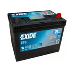 Exide Batteri EFB 75 Ah - Bilbatteri / Startbatteri - Toyota - Hyundai - Kia - Nissan - Subaru - Mazda - Mitsubishi - Suzuki