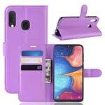 Samsung Galaxy A20E - läderfodral / plånbok Lila