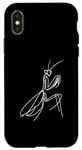 Coque pour iPhone X/XS Line Art Simple Dessin Artwork Praying Mantis Invertébré