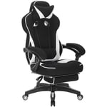 Woltu - Racing chaise. Chaise de Gaming. Fauteuil de bureau avec appuie-tête et repose-pieds. siège en tissu. Blanc