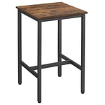 VASAGLE Table Haute, Table de Bar Carrée, Cadre en Acier, 60 x 60 x 92 cm, Montage Facile, pour Cuisine, Salon, Style Industriel, Marron Rustique et Noir LBT25X