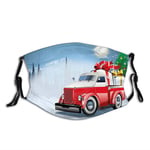 Hicyyu Comfortable Windproof Face cover,Red and White American Truck in December Winter Night Moon and Stars Tree,Printed Facial Decorations for Everyone