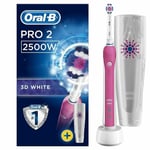 Oral B Pro 2 - 2500w 3d Electic T/brush Pink + Travel Case Special Offer