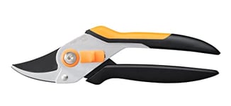 Fiskars Bypass Secateurs for Fresh Branches and Branches, Non-Stick, Steel Blades/Steel Handles, Black/Orange, Solid, P331, 1057163