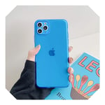 Neon Fluorescent Solid Candy Phone Case For iPhone 11 Pro Max XR X XS Max 7 8 Plus SE 2020 Case Silicon Soft Clear Back Cover-Blue-For iPhone XR
