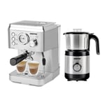 GEEPAS 15 Bar Espresso Cappuccino Coffee Machine & 450W Coffee Spice Grinder Set