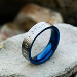Ring - Nordisk mytologi - Runor Borstat stål/ Blå 6mm #8