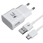 Chargeur Rapide pour Samsung Téléphone, Chargeur Rapide Adaptatif Chargeur USB Mâle avec Câble de Charge USB Type C Compatible avec Galaxy A13 5G, S10, S9, S8 Plus, A51, A52, A53 5G, A33, A40, A30