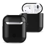 Protective Case Varnished PC Bluetooth Earphones Case Anti-lost Storage Bag for Apple AirPods 1/2 (Color : Black)