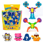 SUPERTHINGS - Neon Power Series. Pack of 6, Includes 4 SuperThings (1 silver captain) and 2 Exoskeletons. Pack 2/6