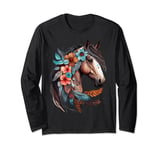 Floral Wild Horse Country Horse Riding Long Sleeve T-Shirt