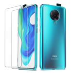 QHOHQ Case for Xiaomi Poco F2 Pro with 2 Pack Screen Protector, Transparent Soft Silicone TPU Anti-Fall Cover - Tempered Glass Film - [9H Hardness] [Anti-Scratch]