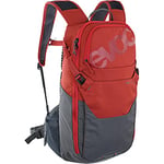 EVOC RIDE 12 bike travel rucksack for trails and other activities (clever pocket management, ventilated with AIR-PAD back padding), Chili Red/Carbon Grey