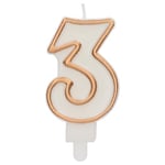 Folat 24153 Candle Simply Chique Gold Number 3-9 cm-Cake Decorations for Birthday Anniversary Wedding Graduation Party, 9 cm