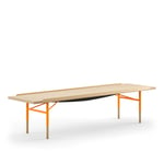 House of Finn Juhl - Table Bench Medium, With Brass Edges, Oak, Orange Steel - Bänkar