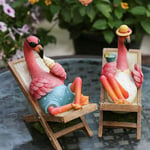 Flamingo Garden Ornaments, Durable Polyresin Animal Sculpture for Indoor Outdoor Patio Yard Art Decor Lawn Ornaments Decor Gift,Man+women
