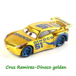 couleur Cruz - Dinoco doré Voitures en alliage plaqué foudre Mcqueen Cruz Ramirez, modèle de voiture en métal