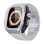Shellbox Apple Watch Ultra 2 49mm High Brushed Metal Skal+Armband, Steel/White