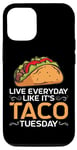 Coque pour iPhone 12/12 Pro Vivez tous les jours comme si c'était le mardi Taco Lover Funny