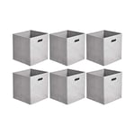 Amazon Basics Lot de 6 cubes de rangement pliables en tissu avec œillets ovales Gris clair