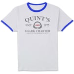 Jaws Quint's Shark Charter Unisex Ringer T-Shirt - White/Navy - L