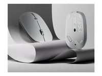 Alogic Echelon - Mus - Ergonomisk - Laddningsbar - Optisk - 3 Knappar - Trådlös - 2.4 Ghz, Bluetooth 5.0 - Bluetooth Usb-Adapter - Vit