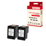 NOPAN-INK - x2 Cartouches compatibles pour HP 302 XL 302XL Noir pour HP DeskJet 2130 2134 3630 3630 Series 3636 3639 Envy 4520 e-All-in-One 4525 e-Al