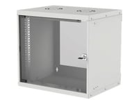 Intellinet Network Cabinet, Wall Mount (Basic), 9U, Usable Depth 500Mm/Width 485Mm, Grey, Flatpack, Max 50Kg, Glass Door, 19", Parts For Wall Installation (Eg Screws And Rawl Plugs) Not Included, Three Year Warranty - Skåp - Väggmontering - Grå, Ral