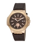 Roberto Cavalli Mens RC5G050L0035 Men Quartz Stainless Steel Dark Brown Leather 10 ATM 41 mm Watch - One Size