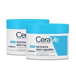 CeraVe Crème SA Anti-Rugosités | 2 x 340g | Crème Exfoliante Hydratante 24h Corps pour Peaux Très Sèches, Rugueuses et Kératose Pilaire