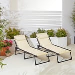 Two Outdoor Folding Sun Loungers
