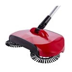 Garneck Push Sweeper Floor Carpet Sweeper Manual Sweeper Cleaner 360° Rotating Floor Cleaning Mop for Home (Red)