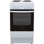 Indesit Cloe IS5E4KHW 50cm Electric Cooker with Solid Plate Hob - White - A Rated