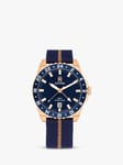 Tommy Hilfiger 1792130 Refined Sports Luxe Swiss GMT Movement Watch, Blue/Rose Gold