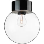 Tak- och vägglampa Classic Glob svart, klart glas E27