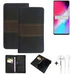 Wallet Case + headphones for Samsung Galaxy S10 Protective Cover Brown