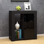 Panana Modern LED Cabinet Cupboard Matt Body and High Gloss Fronts Sideboard Unit with Multicolor LED Light (Black2)
