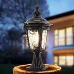 European Listing E27 LED Glass Lantern Pillar Column Light External Rainproof Aluminum Landscape IP55 Waterproof Column Head Lamp Outdoor Table Lamp Lawn Garden Lights Street Post Light