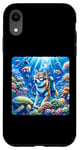 Coque pour iPhone XR Shiba Inu explore les formations de corail. Équipement de plongée Poisson marin